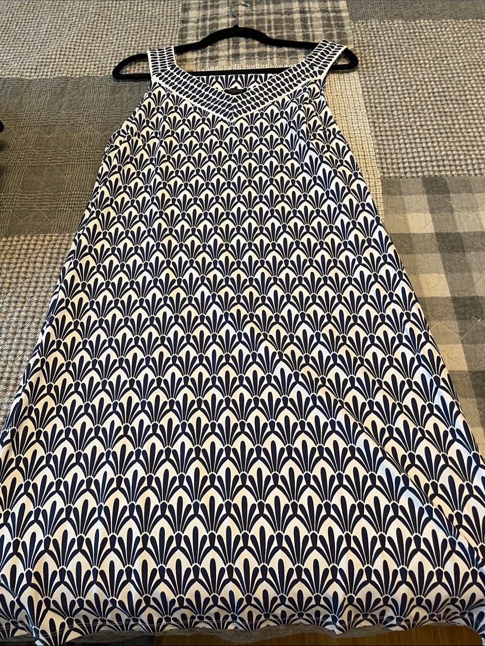 Talbots Navy and White Printed A-Line dress